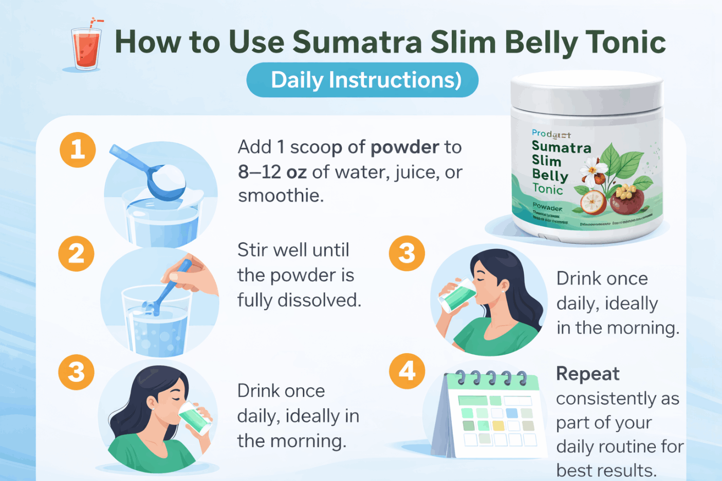 How to Use Sumatra Slim Belly Tonic infographic explaining metabolic support and cellular energy process